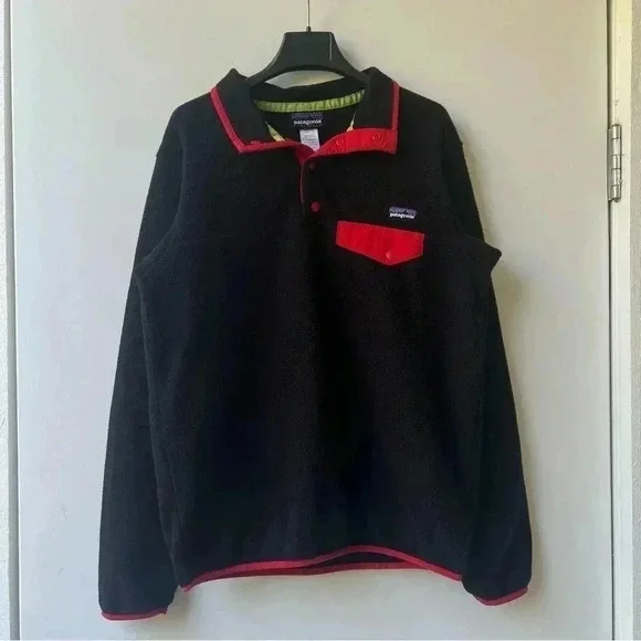 Patagonia Synchilla® Snap-T® Fleece Pullover - Black and Red - Size M - Picture 5 of 13